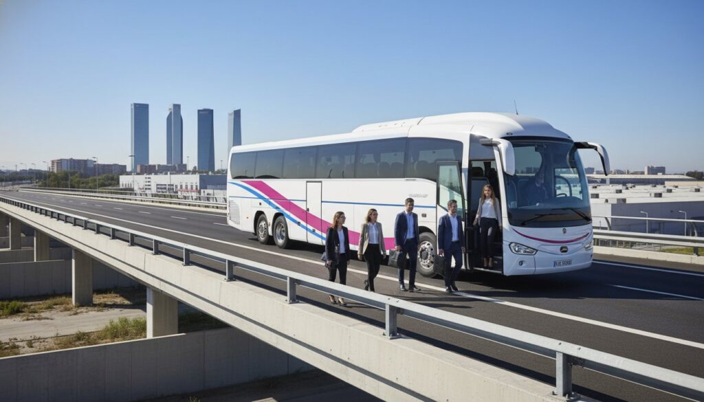 Transporte para empleados a polígono industrial en Madrid: Guía de Logística y Eficiencia 2026