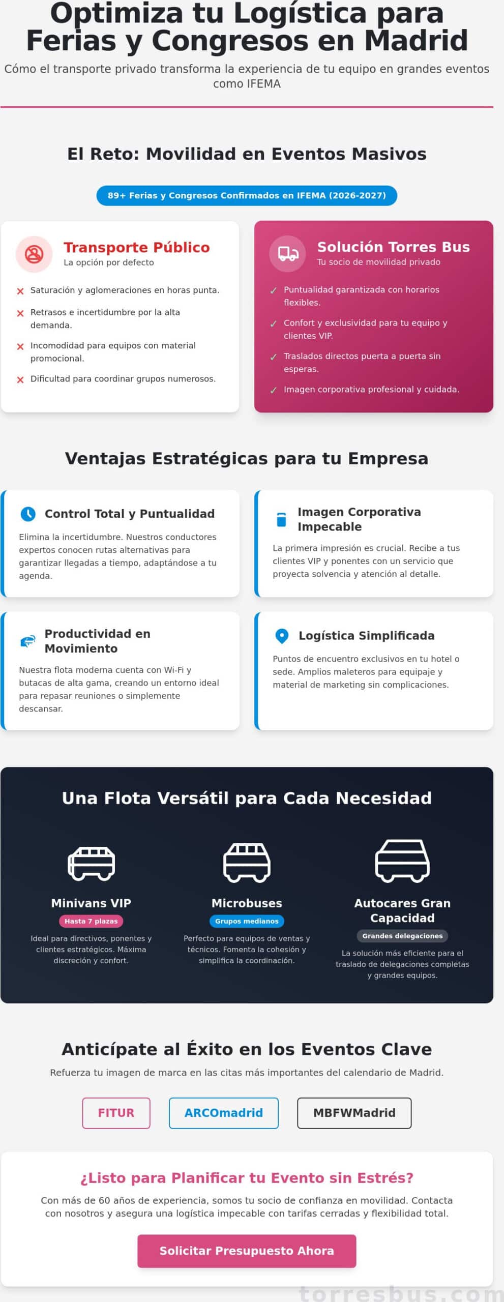 Transporte para Ferias y Exposiciones en Madrid 2026: Guía de Movilidad Corporativa