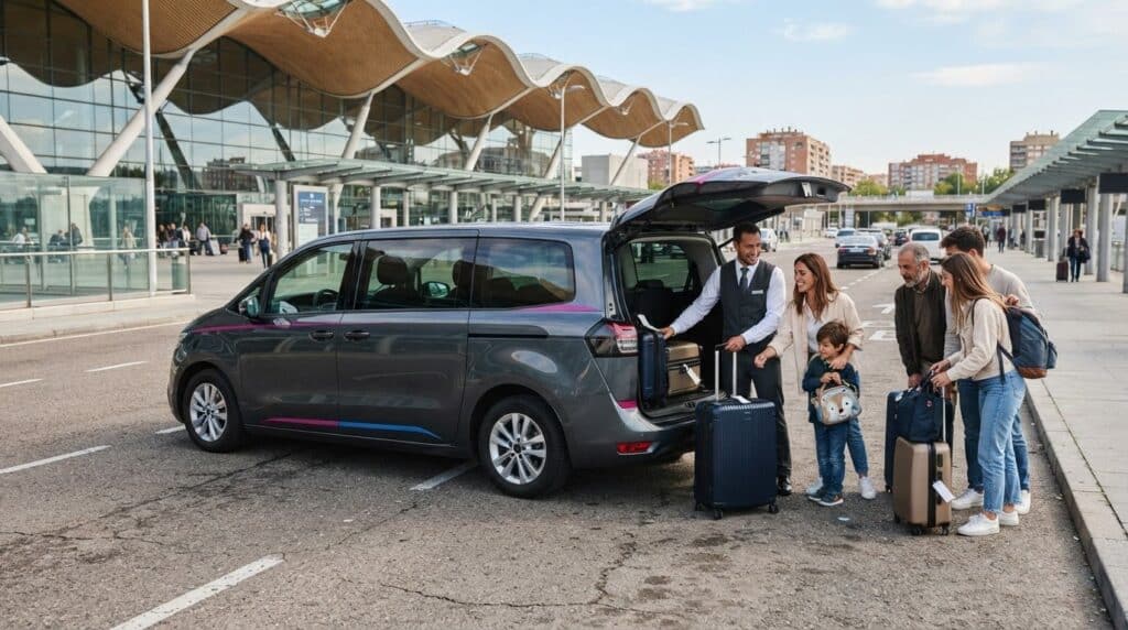 Traslado al aeropuerto de Madrid en minivan de 7 plazas: cómo organizarlo
